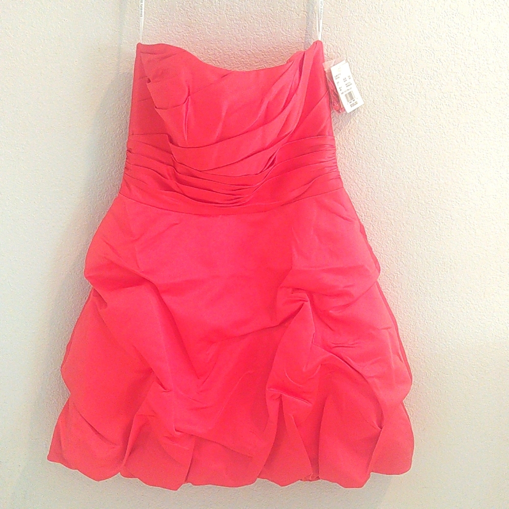Gorgeous, formal, coral strapless dress